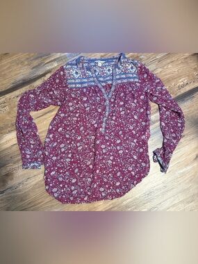 Lucky Brand Maroon Floral Tunic